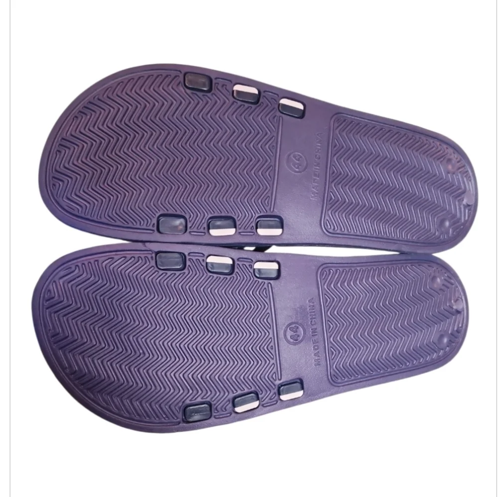 NEW Men's Akademiks Striped Logo Navy Blue & White Slides Slippers Size 11 (44)